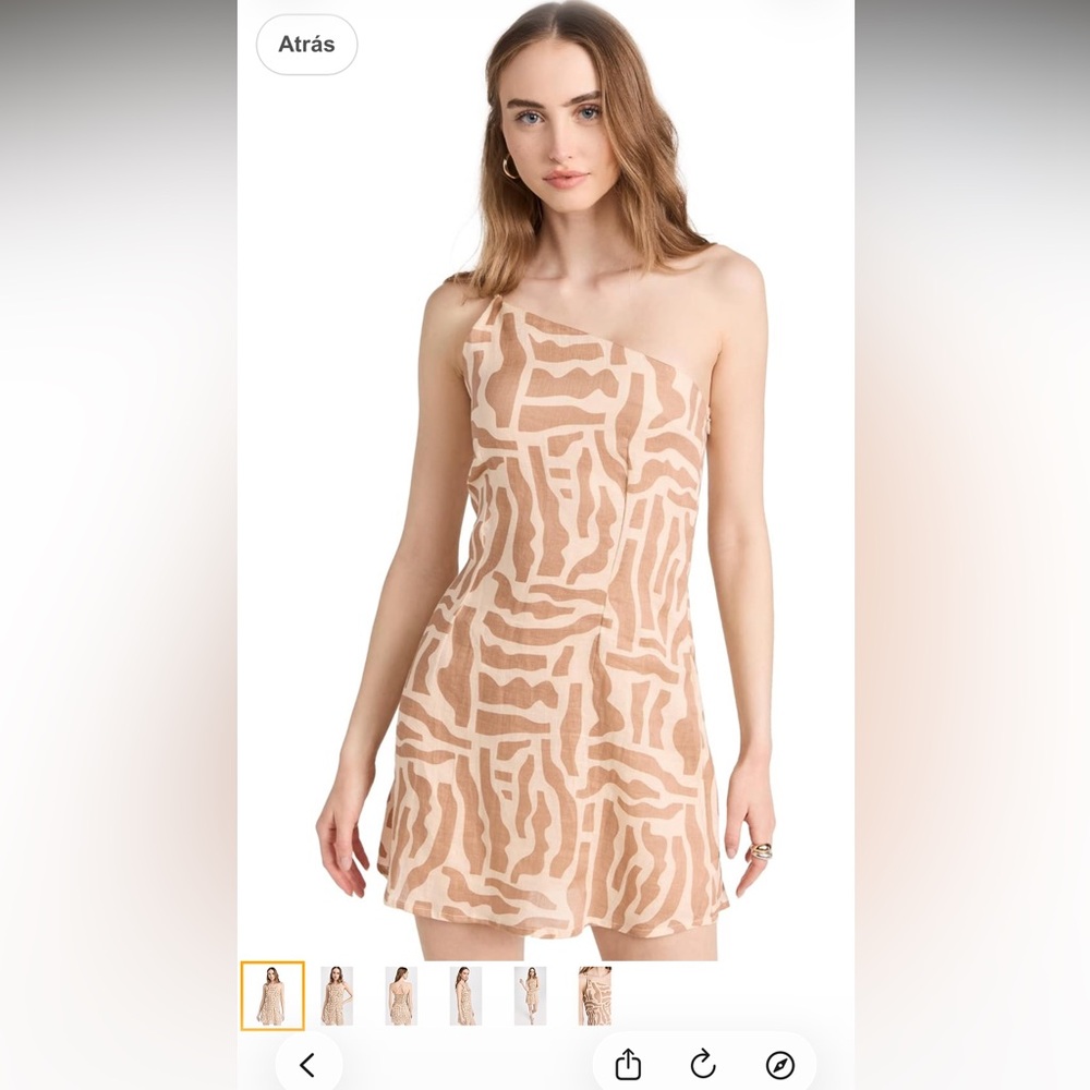 Faithfull the Brand Brown & Cream Printed Slip Mini Dress